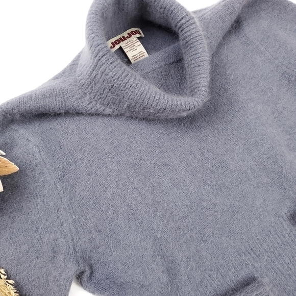 Jou Jou Grey Wool Angora Blend Turtleneck Sweater Womens Med - Picture 8 of 11